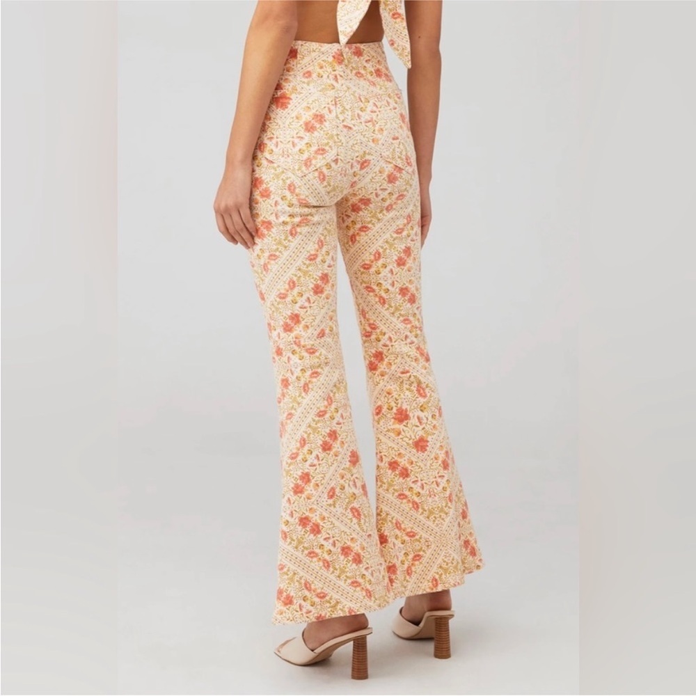 Show Me Your MuMu Floral Bohemian Wide-Leg Pants Stretch Waist Size Small - Picture 2 of 9
